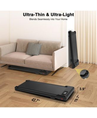 Walking Pad Treadmill with Incline, Portable Under Desk Treadmill for Home Office, Compact Walking Pad with Smart LED Display, Black