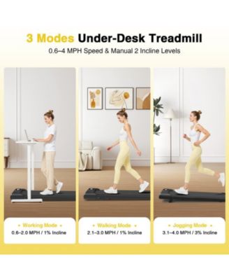 Walking Pad Treadmill with Incline, Portable Under Desk Treadmill for Home Office, Compact Walking Pad with Smart LED Display, Black