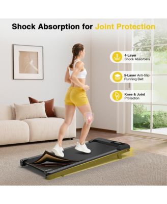Walking Pad Treadmill with Incline, Portable Under Desk Treadmill for Home Office, Compact Walking Pad with Smart LED Display, Black
