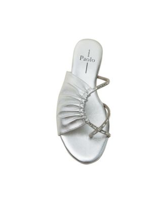 LANE2  Women's Crystal Adorned Asymmetric Leather Sandal