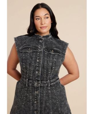 Women's Plus Size Fit And Flare Denim Dress