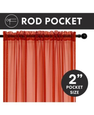 2 Piece Halloween Spooky Harvest Themed Pumpkin Spice Colored Rod Pocket Sheer Voile Window Curtain Panels - 84 in. Long