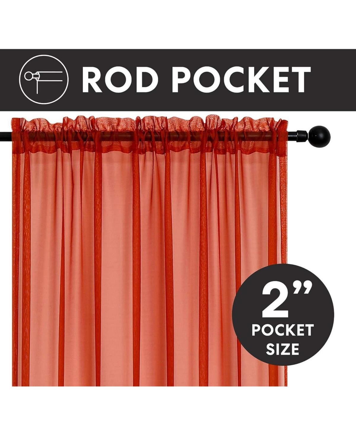 Kate Aurora 2 Piece Halloween Spooky Harvest Themed Pumpkin Spice Colored Rod Pocket Sheer Voile Window Curtain Panels