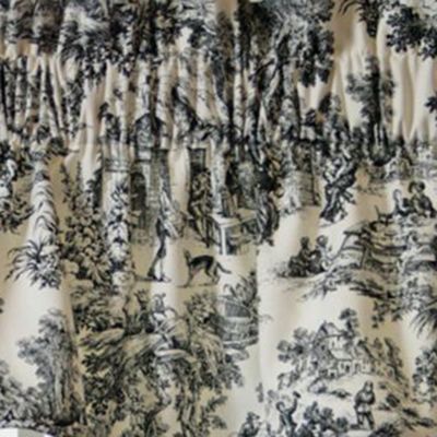 Victoria Park Toile High Quality Room Darkening Solid Color Lined Scallop Window Valance - 70 x15" Black