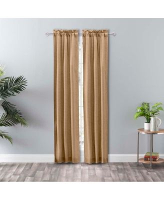 Lisa Solid Color Poly 3" Rod Pocket Cotton Duck Fabric Tailored Panel Pair with Ties 56" x 63" Tan