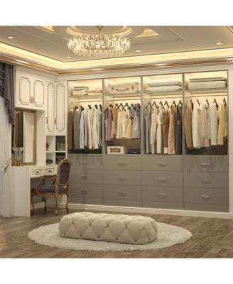 Freestanding 2FT Closet System with 3 Wooden Drawers, 24'' Closet Organizer System with Hanging Rod & Shelves
