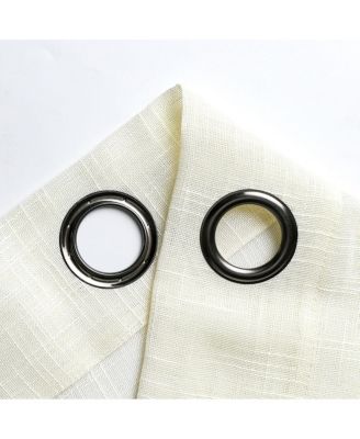 2 Pack Lux Thread Premium Woven Grommet Top Sheer Curtain Panels - Beige