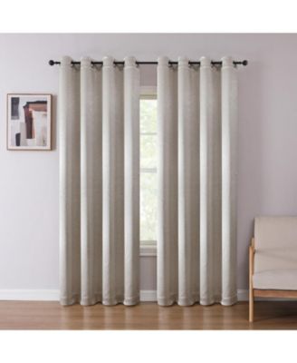 1 Piece Priscilla Light Filtering Grommet Top Embossed Leaves Jacquard Window Curtain Panel - Red