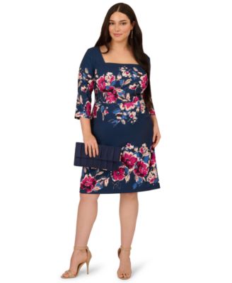 Adrianna Papell - Plus Size Floral Printed Midi Dress