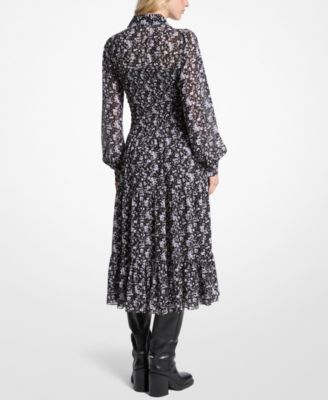 Women's Printed Smocked Shirt Dress