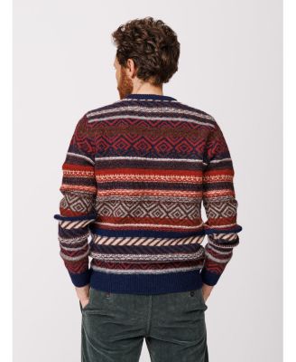 Men's Fair Isle Crew Neck Wool Sweater