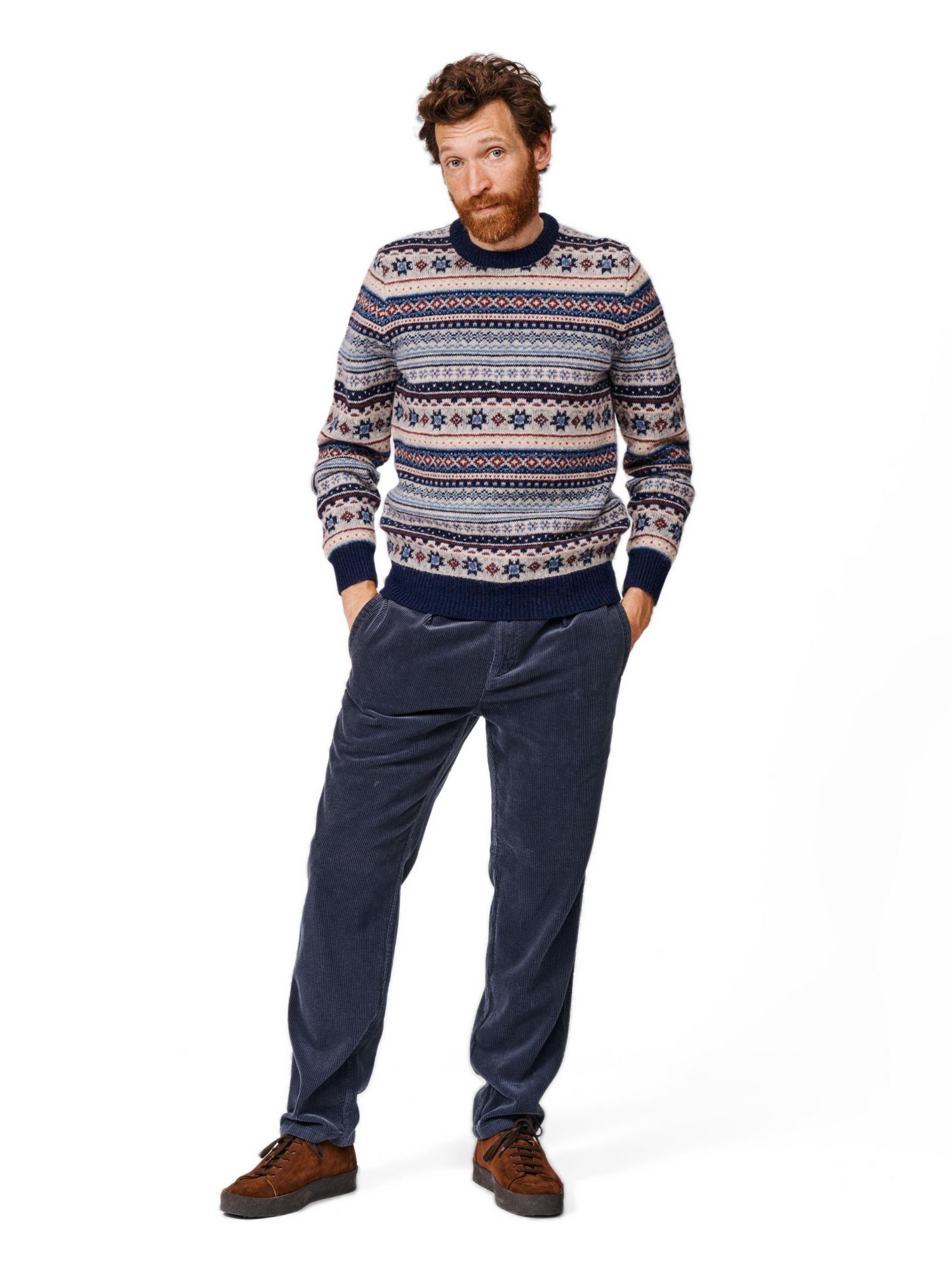 Men's Fair Isle Crew Neck Wool Sweater