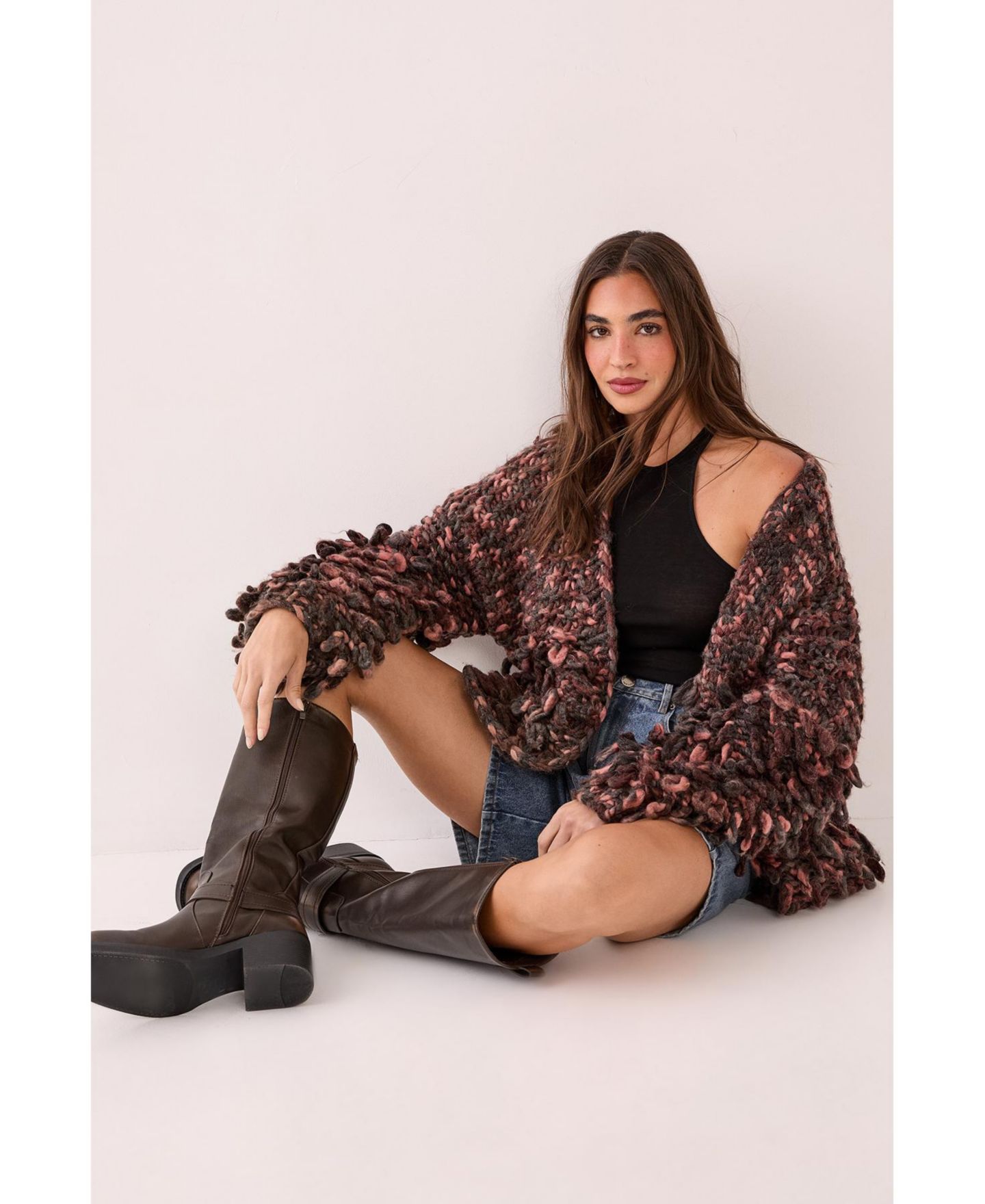Женский кардиган Nasty Gal Extreme Loopy, цвет: Розовый — фото 3