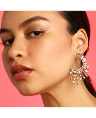 Women's Gold  Embellished Rays Drop Earrings