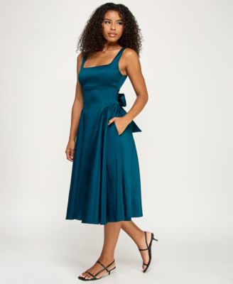 Tank Midi Dress with Full Skirt and Tie Back