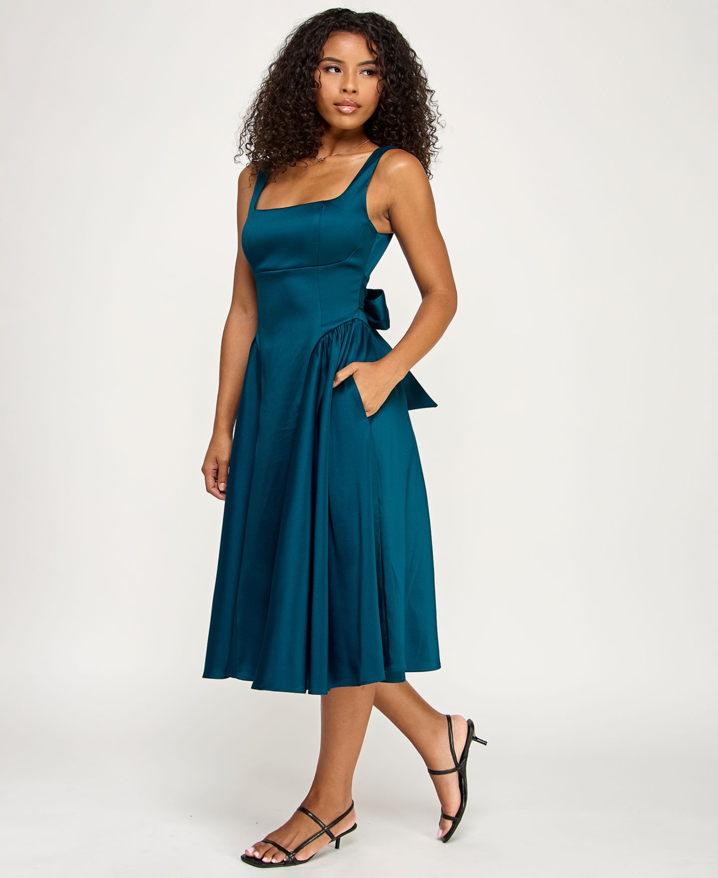 Женское платье KATIA RAE Tank Midi Dress with Full Skirt and Tie Back, цвет: Бирюзовый — фото 2