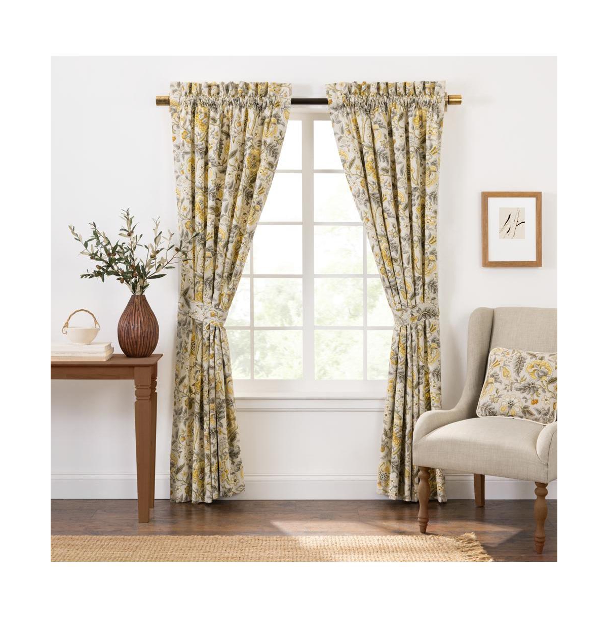 Ellis Curtain Regency 3" Rod Pocket Curtain Panel Pair with Tiebacks 96" x Grey
