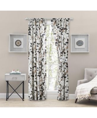 Magnolia Lined 3" Rod Pocket Curtain Panel Pair with Tiebacks 100" x 63" White