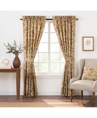 Regency 3" Rod Pocket Curtain Panel Pair with Tiebacks 96" x 84" Antique