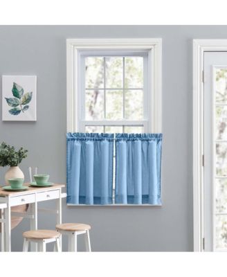 Ellis Stacey 1.5" Rod Pocket High Quality Fabric Solid Color Window Tailored Tier Pair 56"x36" Slate