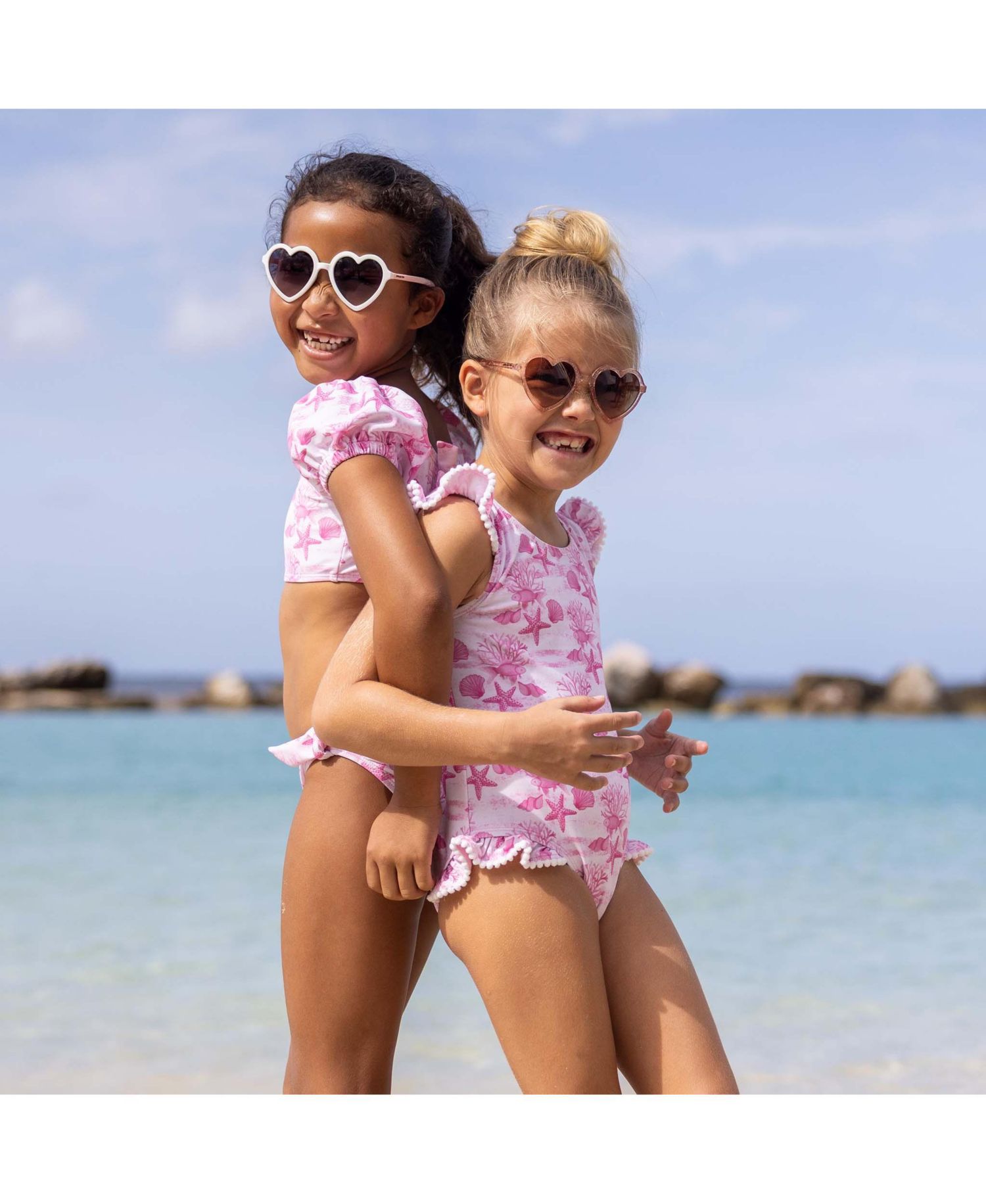 Little Girls Pink Lagoon Puff Sleeve Bikini