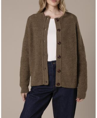 Women's British Wool Moss Stitch Cardigan Sweater