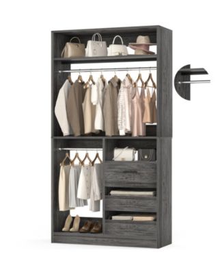 3FT Heavy Duty Closet System 3 Drawers, 2 Hanging Rods and Shelves 36'' Free Standing Closet Organizer