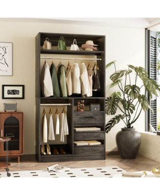 3FT Heavy Duty Closet System 3 Drawers, 2 Hanging Rods and Shelves 36'' Free Standing Closet Organizer