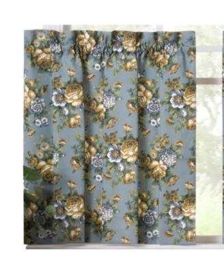 Ellis Bella Rose Stylish Medium Scale Printed Floral Pattern 1.5" Rod Pocket Tier 56"x24" Wedge