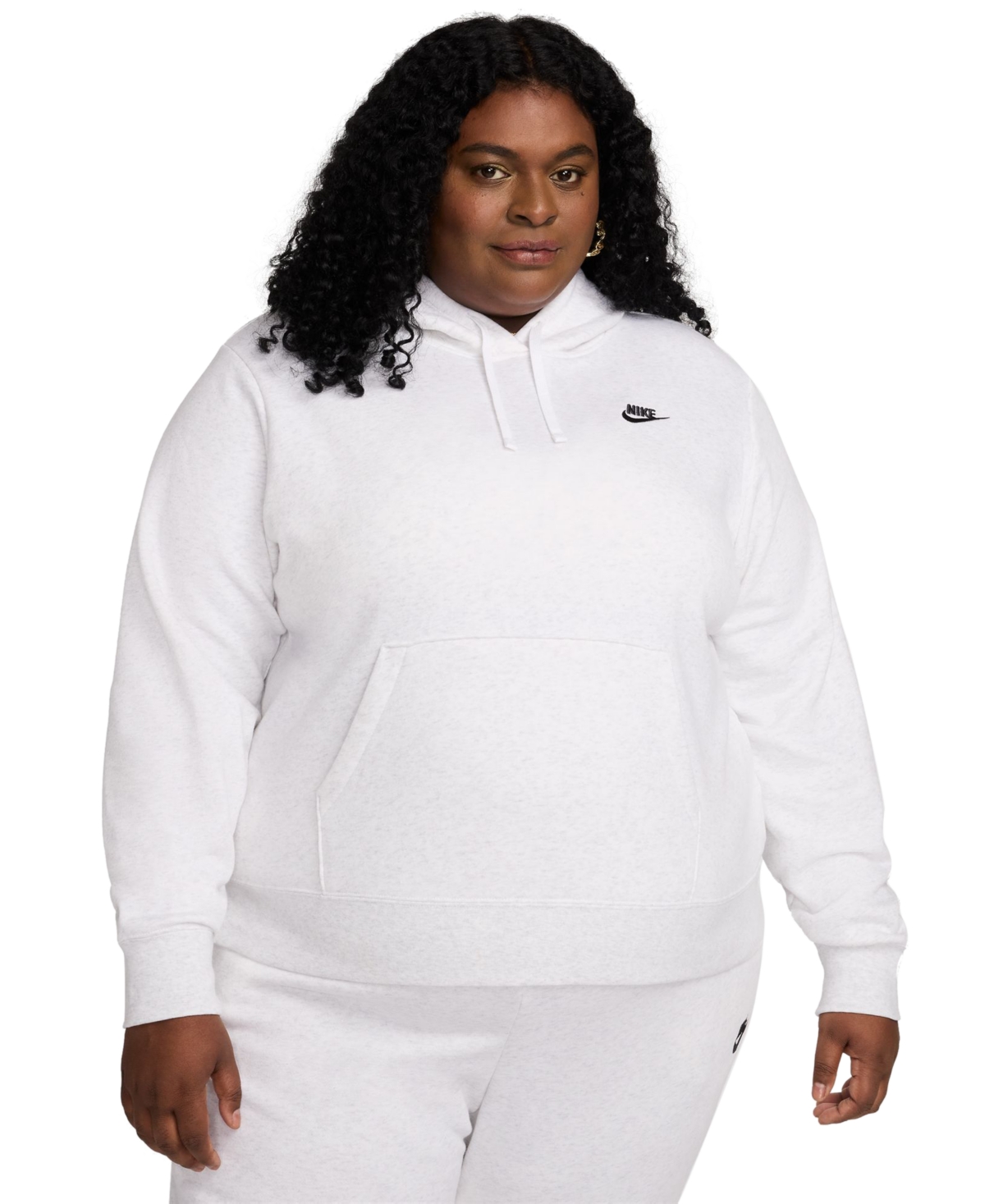Nike Plus Size Active Sportswear Club Hooded Fleece Sweatshirt In White