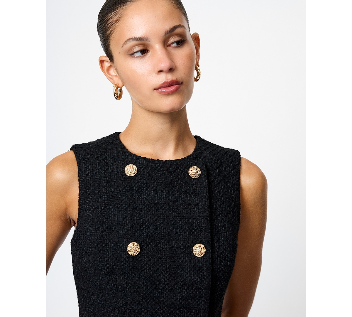 French Connection Women's Sleeveless Structured Tweed Dress