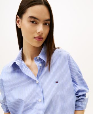 Women's Cropped Oversized Party Collared Shirt