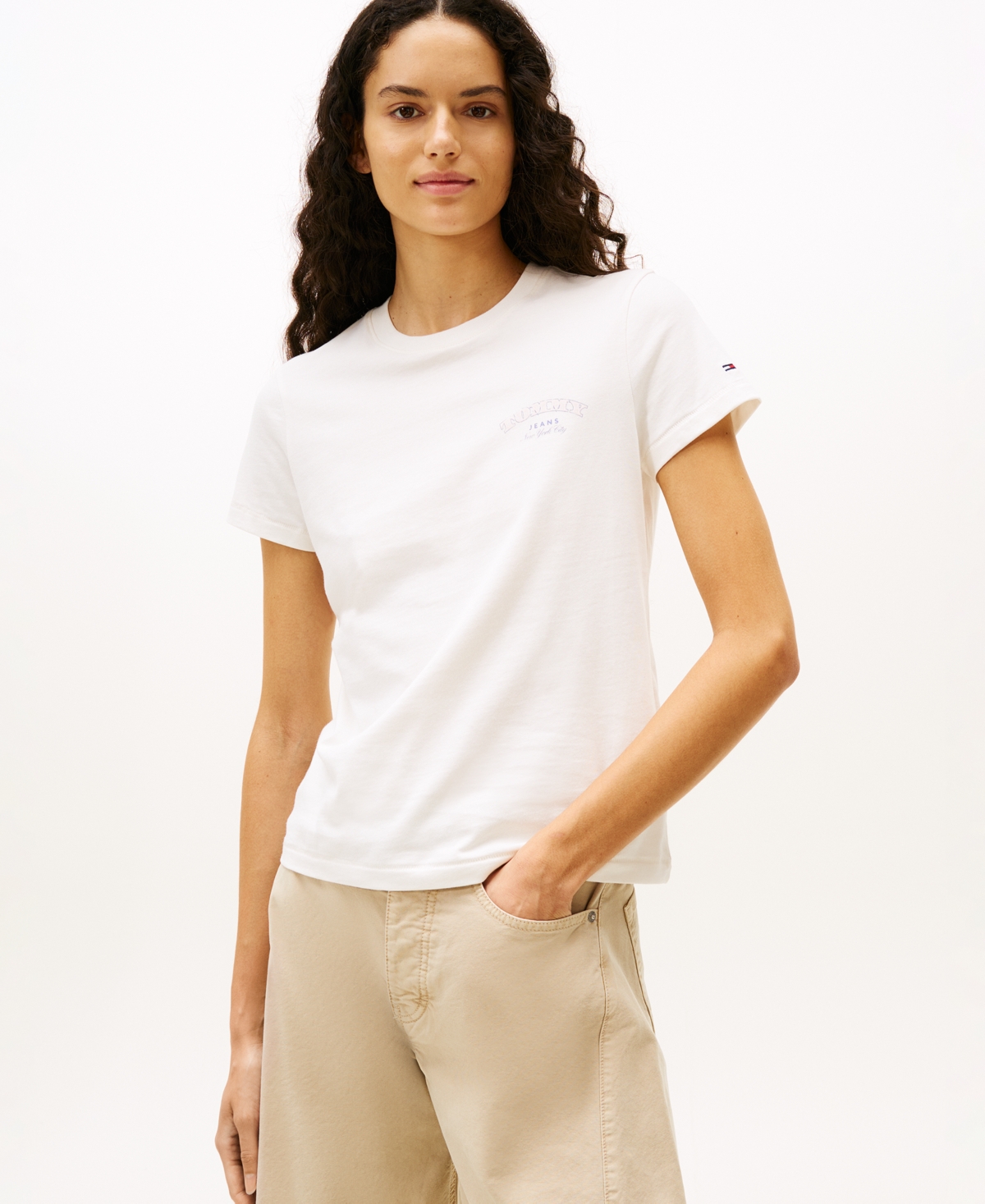 Tommy Jeans Women's Dollar Stack Logo Short-sleeve T-shirt In White
