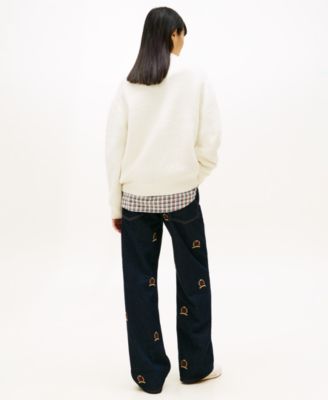 Women's Mock Neck Badge Sweater