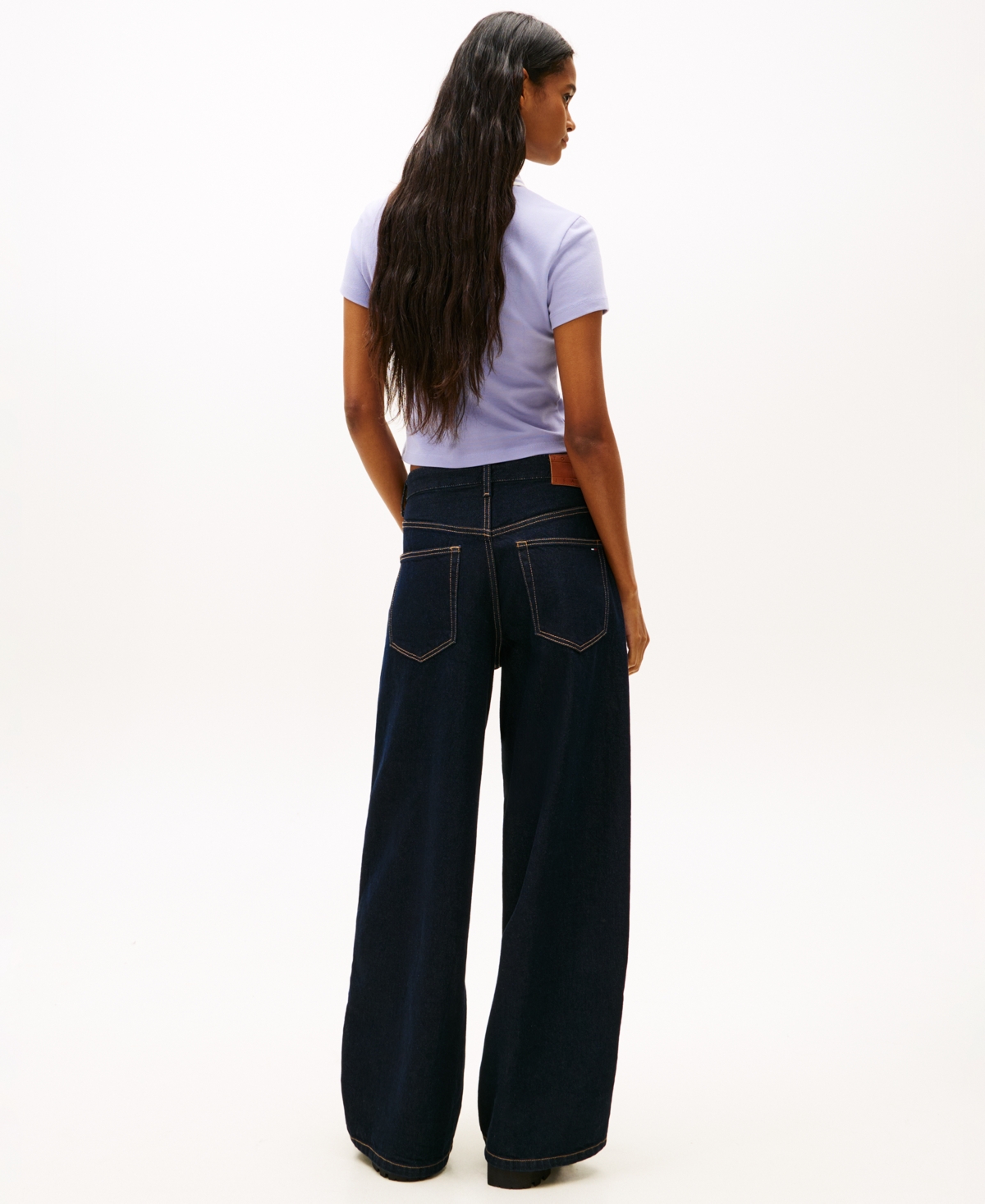 Tommy Jeans Women's Slim Badge Short-sleeve Polo Top In Purple