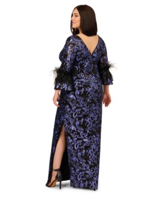 Plus Size Sequin Embroidered Slim Column Gown