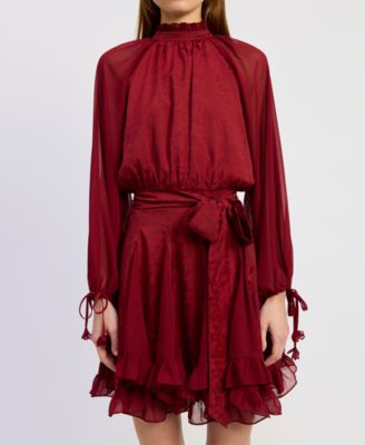 En Saison - Women's Annalis Long-Sleeve Mixed Media Maxi Dress