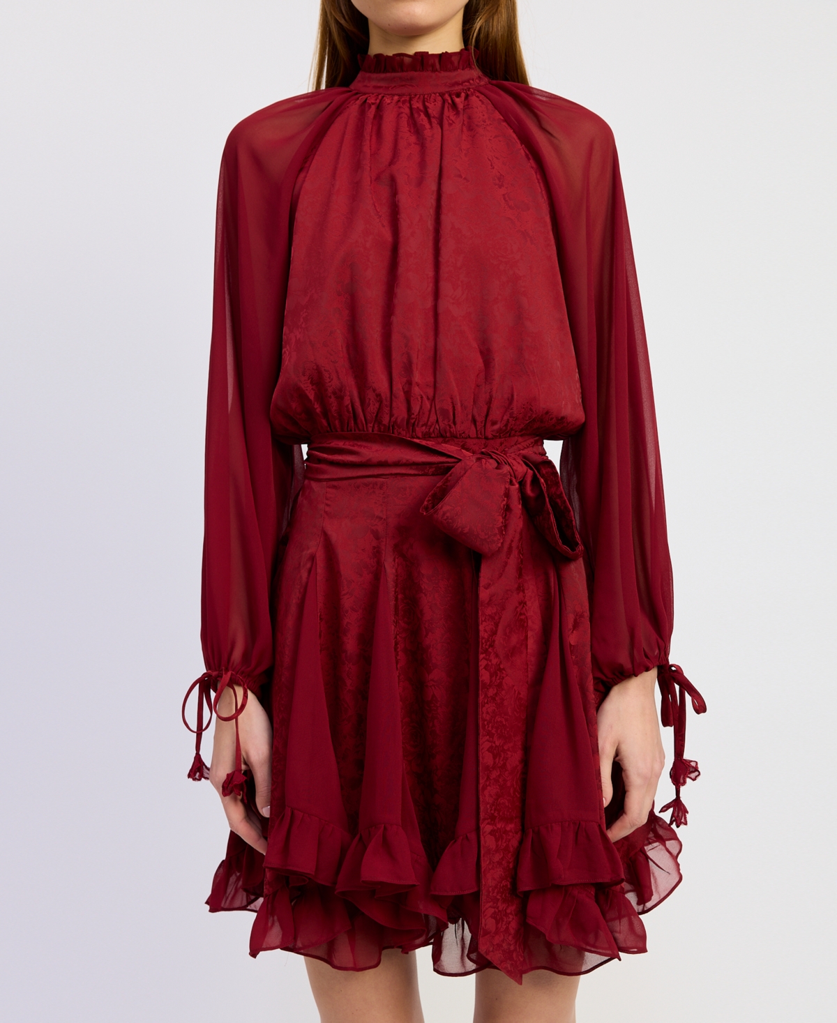 En Saison Women's Annalis Long-Sleeve Mixed Media Maxi Dress