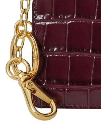 Crocodile-Embossed Leather Zip Card Case