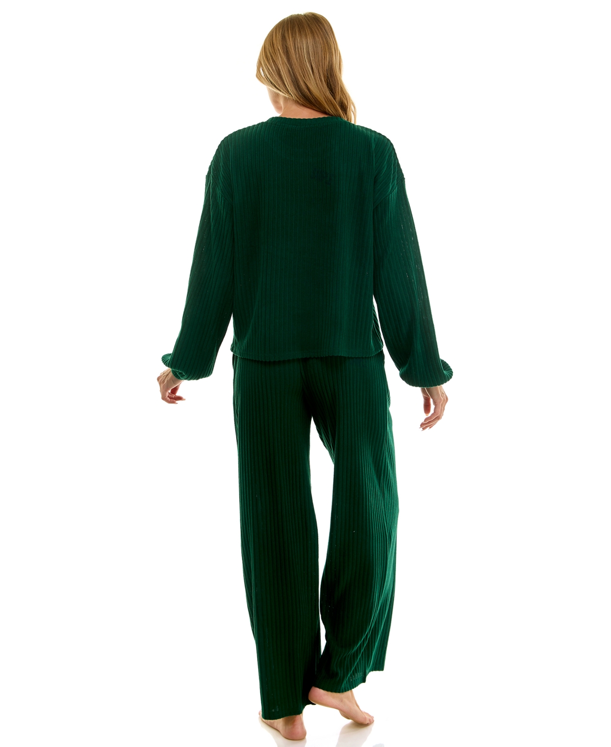 Roudelain Women's 2-piece Long-sleeve Sweatshirt And Wide-leg Pants Set In Green