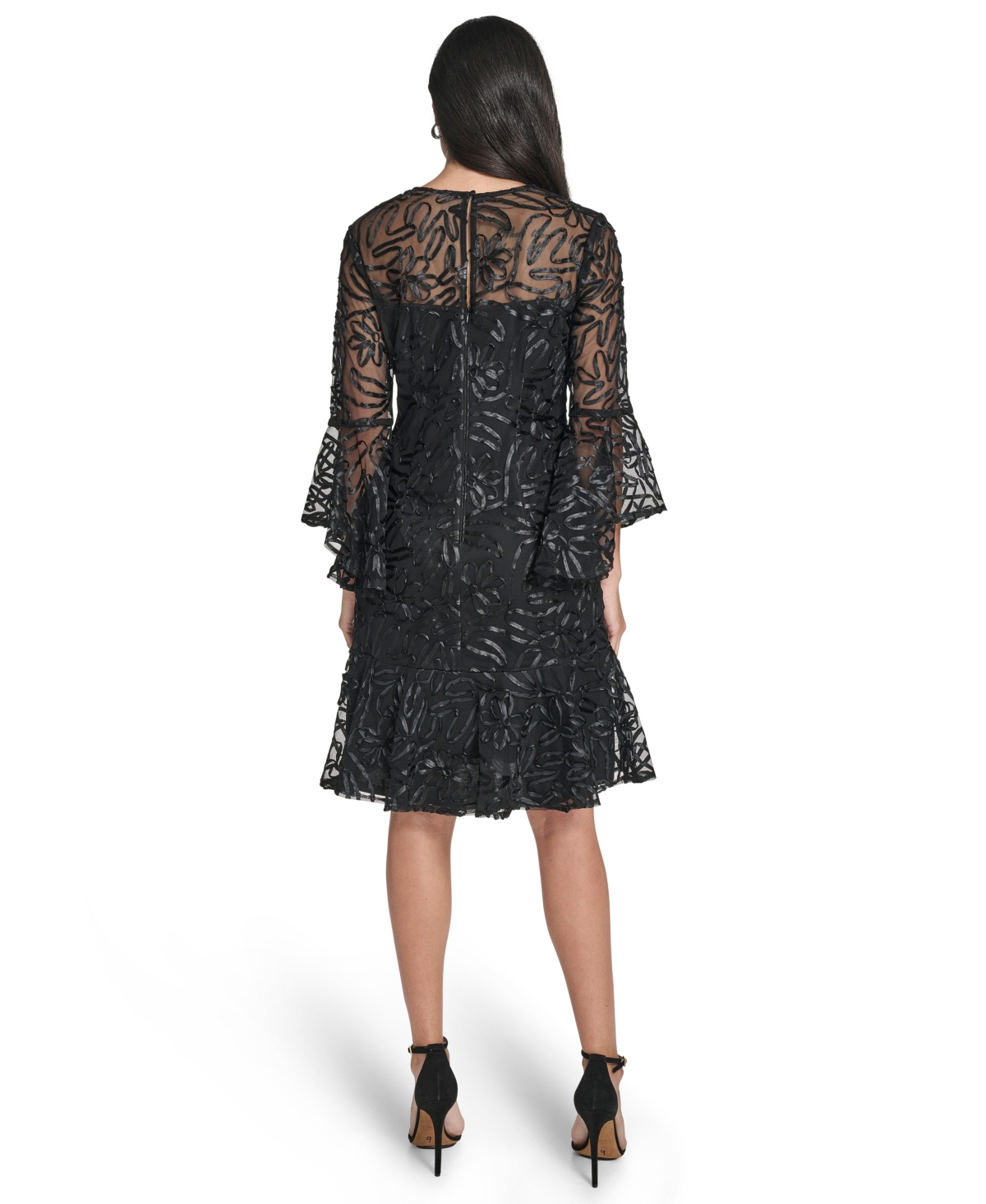 Jessica Howard Women's Bell Sleeve A-line Dress In Black