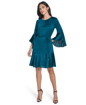Jessica Howard - Women's 3/4-Sleeve Crewneck A-Line Dress
