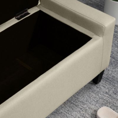 Recgular Tufted Linen Storage Ottoman Bench with Flipping Top