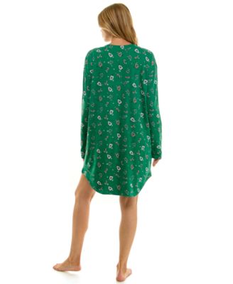 Women's Printed Long-Sleeve V-Neck Sleepshirt