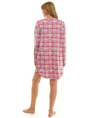 Women's Printed Long-Sleeve V-Neck Sleepshirt