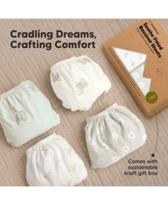 Bassinet Sheet for Baby Girls, Boys, 2-Pack Soothe Bassinet Fitted Sheets, Bedside Bassinet Mattress Sheet