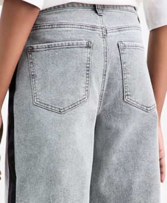 Women's High-Rise Side-Stripe Wide-Leg Jeans, Macy's Exclusive 