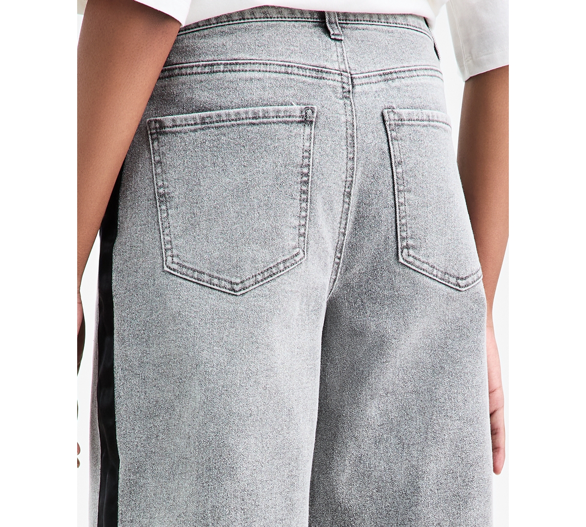 Bar Iii Women's High-rise Side-stripe Wide-leg Jeans, Macy's Exclusive In Gray