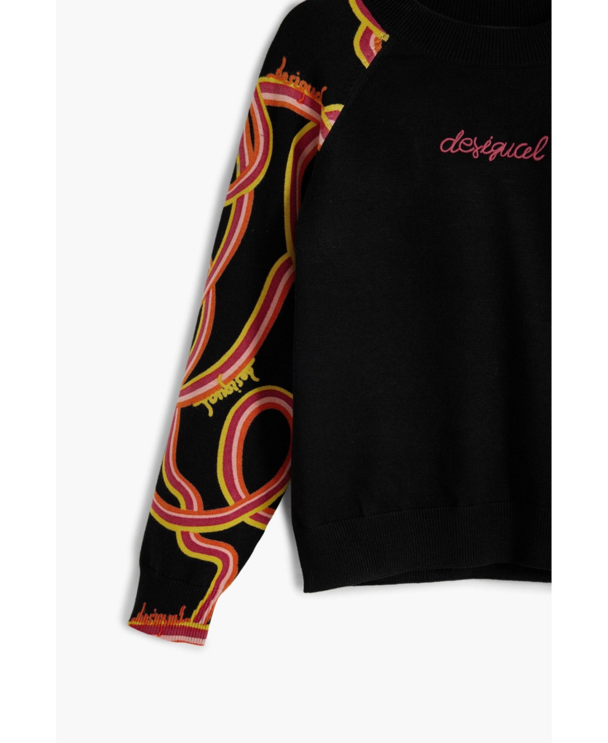 Desigual Girls Girls's Serpentine Sleeve Sweater In Black