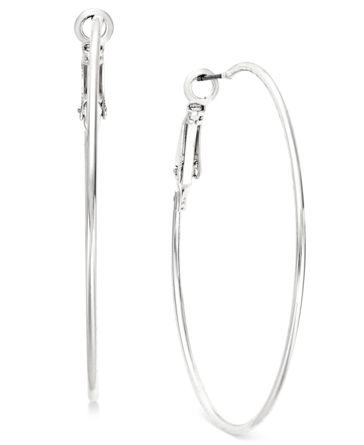 Silver-Tone Slim Hoop Earrings 1-3/4", Created for Macy's - Silver
